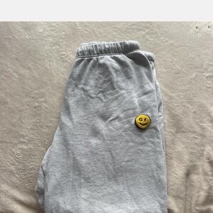 Gilly Hicks Light Gray Kids Joggers with Smiley Patch
